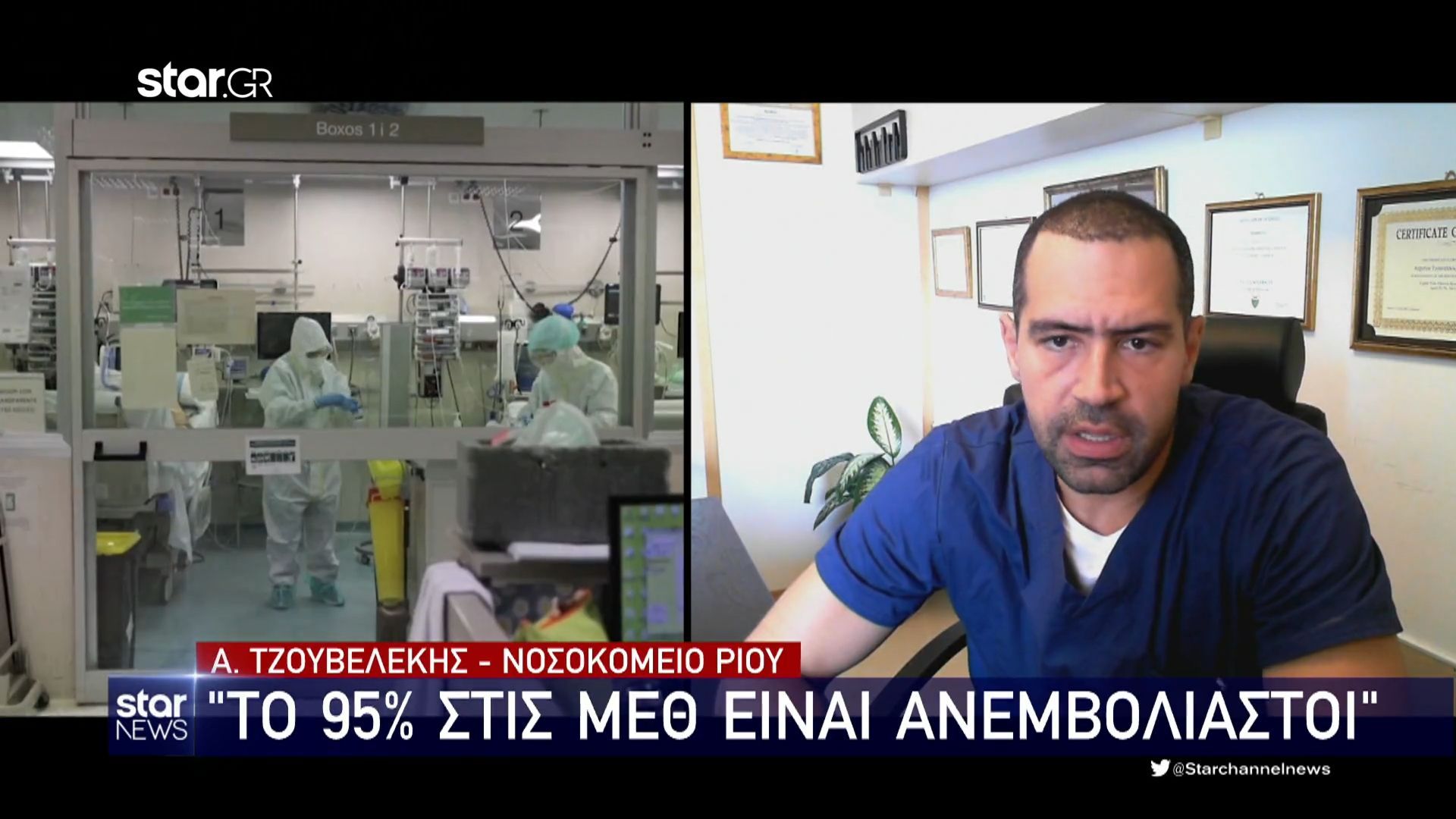 Α. Τζουβελάκης: «Το 95% στις ΜΕΘ είναι ανεμβολίαστοι» (video)