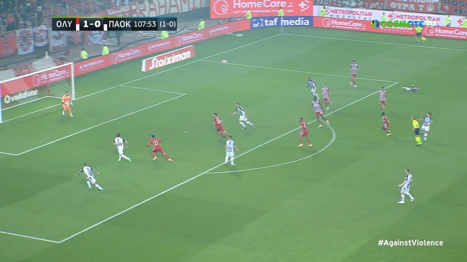Ολυμπιακός &#8211; ΠΑΟΚ | 1-1, ο Τσόλακ σπρώχνει τη μπάλα στα δίχτυα μετά το γύρισμα του Ολιβέιρα (video)