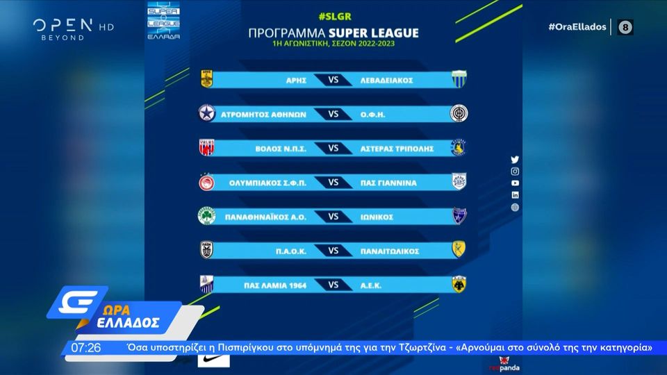 Super League 1: Ανακοινώθηκε το πρόγραμμα του πρωταθλήματος της νέας σεζόν (video)